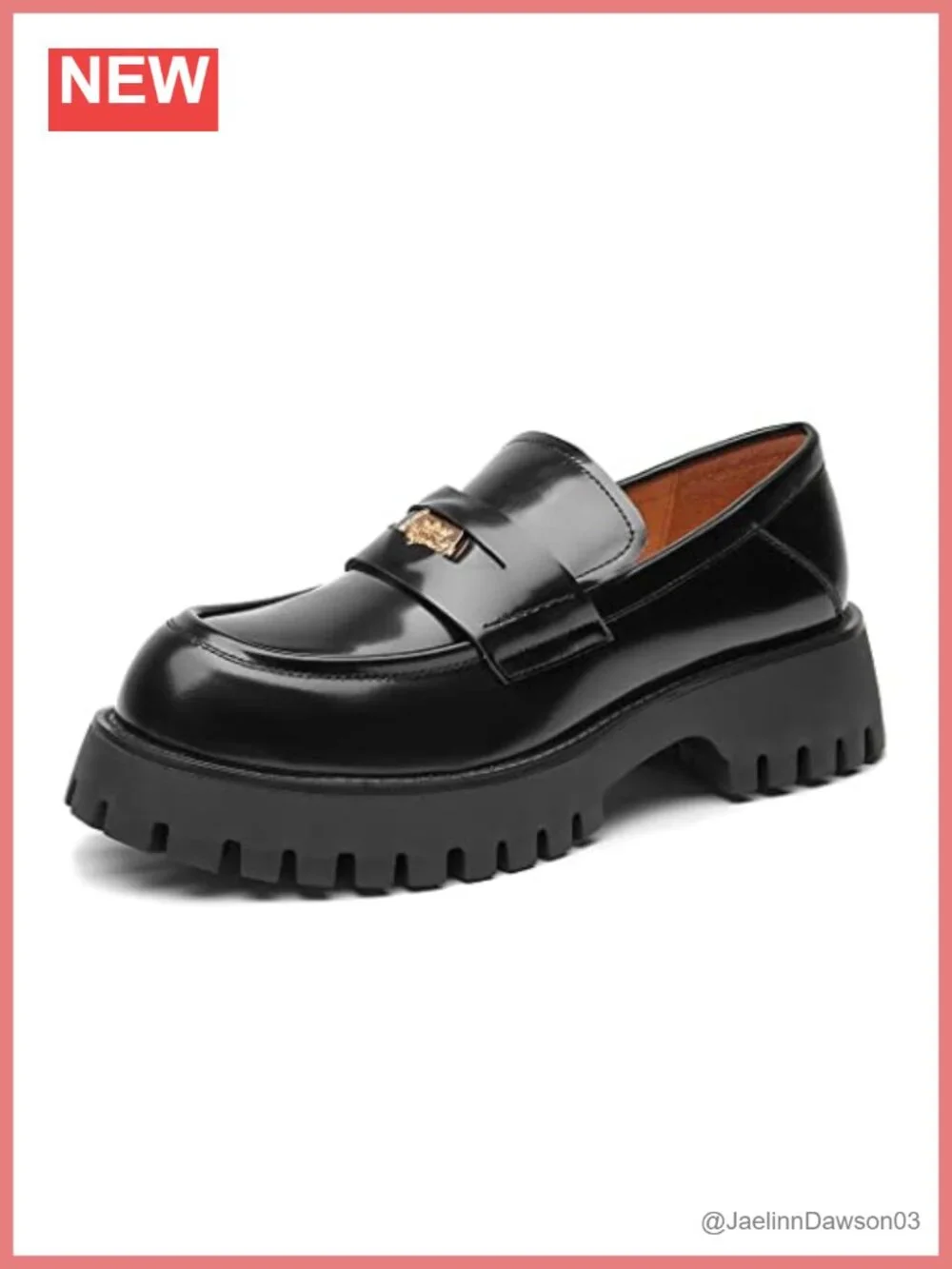 Genuine Leather Chunky Platform Loafers Lug Sole Slip On Comfortable Work Shoes